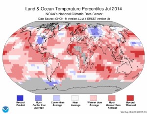 NOAA Graphic - July 2014 Global Temperatures / Departure from Average